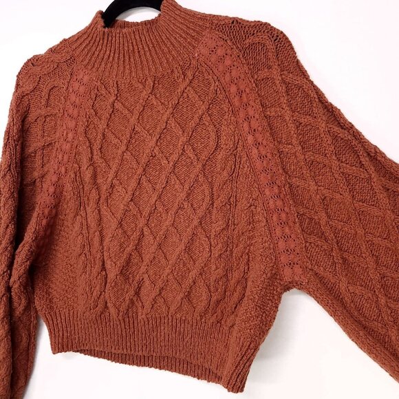 FREE PEOPLE Cozy Cable Knit Sweater - Rust - Picture 7 of 14